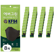 에버그린 황사 방역용 마스크 대형 KF94, 25개입, 8개, 블랙