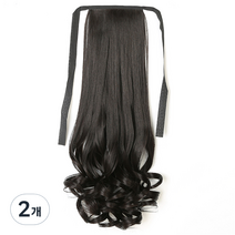 메이리앤 웨이브 포니테일 스트랩 부분 가발 48cm, 다크 브라운, 2개
