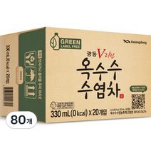 광동제약 옥수수 수염차 그린 무라벨, 330ml, 80개
