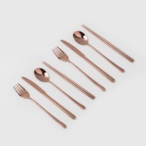 론드 커트러리 4종 2인조 세트, 로즈골드, 디너스푼2 + 젓가락2 + 디너나이프2 + 디너포크2