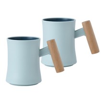 모나코올리브 우든손잡이 파스텔 양치컵, 인디고블루, 2개