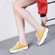 코나블루 여성 뮬 스니커즈 캔버스 슬리퍼 4cm DT1001