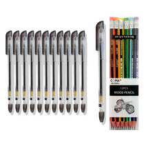 동아 마이겔 펜 0.5mm 12p + 투코비 코마 삼각 지우개 연필 SG-208 12p 세트, 흑색, 1세트