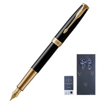 파카 소네트 락카 GT 만년필 + 카트리지 기프트 세트, F, 블랙(만년필)