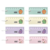 핑크풋 당친 눈금자 메모지 4종 x 2p세트, 핑크, 퍼플, 민트, 아이보리, 1세트