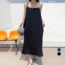 바블링브룩 여성용 링클 백 크로스 라인 슬리브리스 롱 원피스