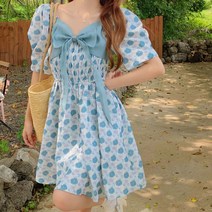 마더브띠 여성용 왕리본 앞뒤 양면 땡땡이 원피스