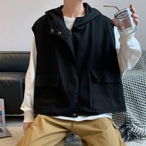 남성용 크롭후드 데일리 소프트 코튼 조끼