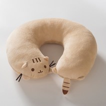 긴 허리 라인 고양이 낮잠 인형쿠션, 베이지