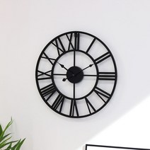 레벤데코 거실 인테리어 엔틱 무소음 벽시계 47cm, 블랙 + 블랙바늘