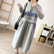 임산부 출산외출복 후드 롱 면 수유원피스