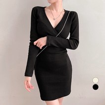 밀키버터 여성용 브이넥 랩 미니 원피스