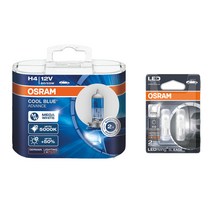 오스람 쿨블루 어드밴스 할로겐 전조등 5000K H4 2p + LED T10 램프 2p 세트, 혼합색상, 1세트