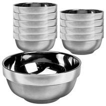 퀸센스 챠밍 올스텐 작은 이중 국그릇 12cm, 실버, 10개