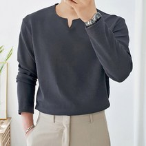 맨타임 남성용 MRB 엠보 총알브이 트임 링클프리 긴팔 티셔츠