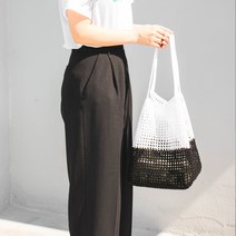 yarna 올리오 비치 투톤백 DIY패키지, 1세트, 701 화이트 + 739 리얼블랙, 랜덤발송(코바늘)