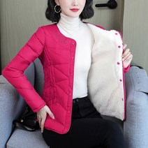 페이토 여성용 플라워 중년 슬림핏 패딩