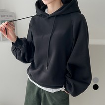 세컨그라운드 여성용 루즈핏 베이직 기모 후드티