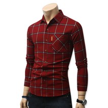 블루포스 남성용 팔린 기모 체크남방 캐주얼셔츠