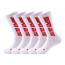 나야스타일 스포츠 장목 양말 5켤레 SPLT-13-2, 화이트레드