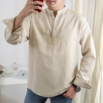 단군기확 남성용 헨리넥반오픈 무지셔츠