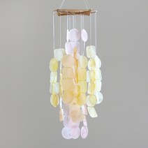 블루밍앤미 자개 모빌 라운드 라탄 썬캐쳐, 핑크 옐로우