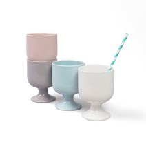 보울보울 볼볼홈파티 고블렛잔 400ml 4종 세트, 밀크화이트, 애쉬그레이, 파우더핑크, 스카이블루, 1세트