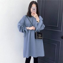 여성용 겟잇블루 패션 라운드 넥 나팔 소매 임부복 원피스