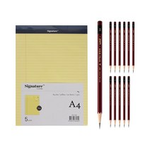시그니처 리갈패드 A4 5p + 유니볼 연필 3H 12p, 옐로우(리갈패드), 1세트