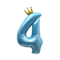 이자벨홈 생일파티 왕관 숫자 풍선 4 초대형, 블루, 1개