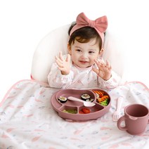 베이비클로 이유식 방수턱받이 긴팔 일반형, 고래핑크, 1개
