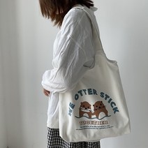메이비언더스탠드 베이직 일러스트 프린팅 캔버스백 수달