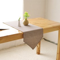 미니체크 테이블러너, 브라운, 30 x 200 cm