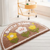 마켓감성 반원형 욕실 미끄럼 방지 매트, 브라운