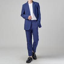 바르 남성용 린넨 아웃포켓 원버튼 베이직 수트 세트 BU3002