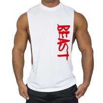 남성용 BEAST 머슬 보디 빌딩 짐웨어 헬스 민소매 티셔츠