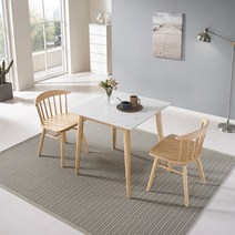 로드퍼니처 체리쉬 사각 세라믹 식탁 + 일반의자 2p 세트 2인용 방문설치, 화이트