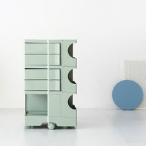 마켓비 BINGEURI 회전서랍 트롤리 4단, 그린