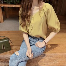 여성용 히루카스 노카라넥 버튼 블라우스 셔츠 101 CH-2316988
