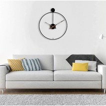 레벤데코 뉴와이어 심플 거실 인테리어 무소음 벽시계 대형, 블랙