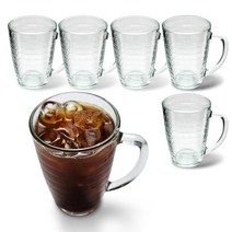 글라스락 내열강화 라인 머그컵 6p, 투명, 460ml