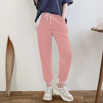레몬소울 여성용 라키유 포인트 패치 밴딩 조거 팬츠