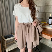 여성용 히리칼 스트라이프 밴딩 반바지 PT7196K13