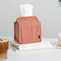 쓰임 내츄럴린넨 사각 티슈커버 2p, 코랄핑크