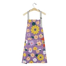 캔버스 꽃무늬 앞치마, 퍼플, 1개