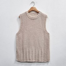 오오엘 여성용 알파카 쓱 옆트임 라운드 니트 조끼