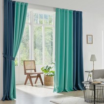 뷰하우스 디아몽 핀형 3중직 투톤 암막커튼 레일 세트