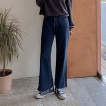 큐니걸스 여성용 155Line 딥슬릿 부츠컷롱 데님 팬츠