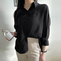 플랜데이 여성용 데일리 뒷트임 샤인 블라우스