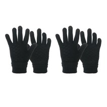 나야스타일 성인용 방한 입체 패턴 스마트폰 터치 털 장갑 DM-11-1 2p세트, 블랙